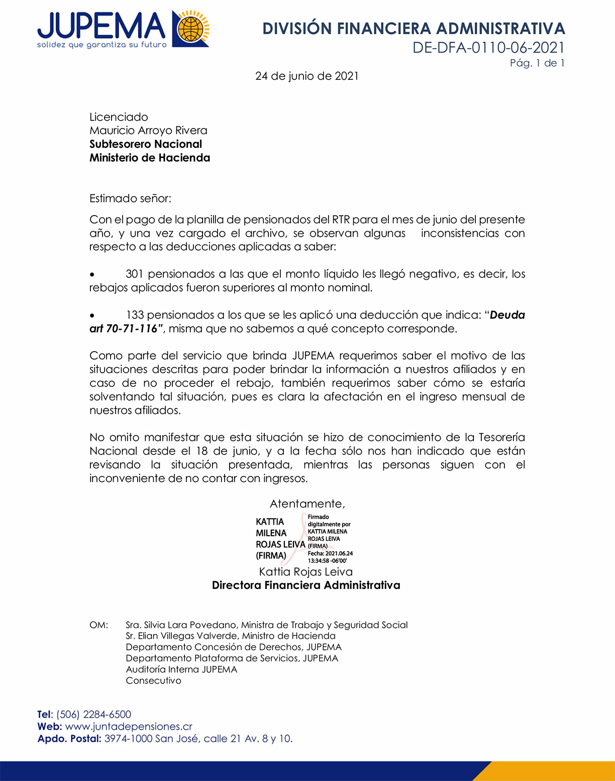 Imagen de Inconsistencias Pago Planillas RTR